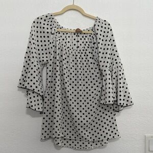 Forever 21 White Blouse with Black Polka Dots